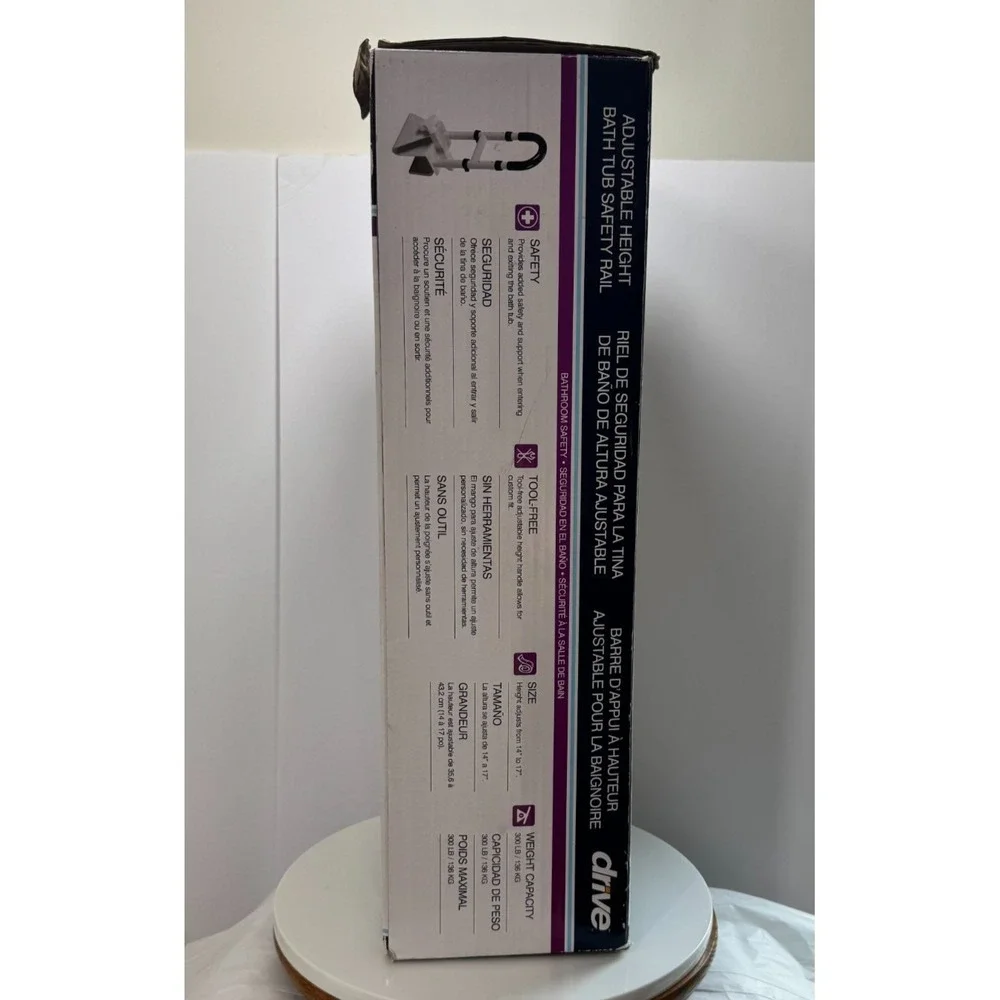 Drive Medical 12036 Stainless Steel Adjustable‎ Clamp-on Tube Rail - White
